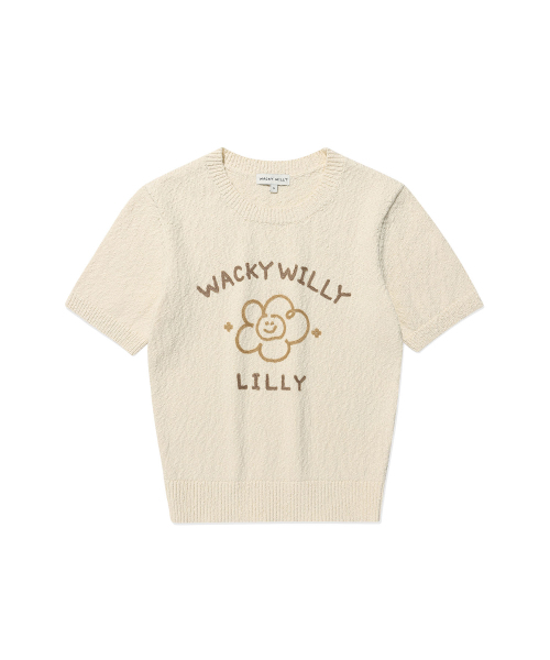Wacky WiLLy(ワッキーウィリー)の「ウィメンズビッグリリーグラフィック半袖ニットクリーム(ニット/セーター・レディース・その他・SMALL/MEDIUM/LARGE)」の2枚目の写真