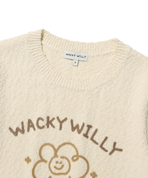 Wacky WiLLy(ワッキーウィリー)の「ウィメンズビッグリリーグラフィック半袖ニットクリーム(ニット/セーター・レディース・その他・SMALL/MEDIUM/LARGE)」の4枚目の写真