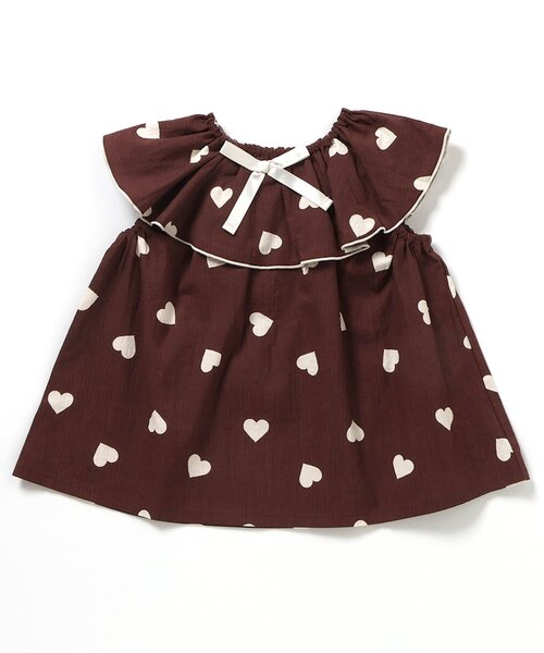 apres les cours（アプレレクール）の「【WEB限定】2WAYフリル衿チュニック（シャツ/ブラウス・キッズ・ブラウン/チェック/ストライプ/その他3・140/130/120/110/100/90/80）」の2枚目の写真