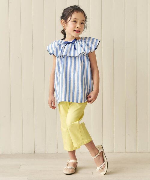 apres les cours（アプレレクール）の「【WEB限定】2WAYフリル衿チュニック（シャツ/ブラウス・キッズ・ブラウン/チェック/ストライプ/その他3・140/130/120/110/100/90/80）」の5枚目の写真