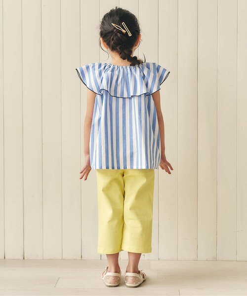 apres les cours（アプレレクール）の「【WEB限定】2WAYフリル衿チュニック（シャツ/ブラウス・キッズ・ブラウン/チェック/ストライプ/その他3・140/130/120/110/100/90/80）」の6枚目の写真