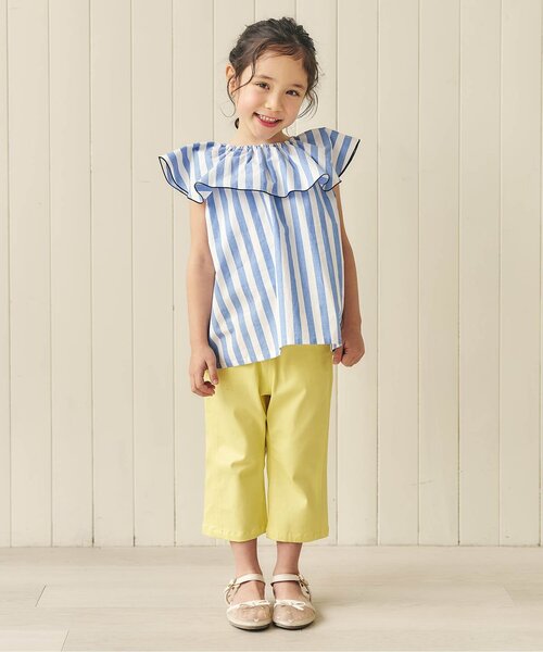 apres les cours（アプレレクール）の「【WEB限定】2WAYフリル衿チュニック（シャツ/ブラウス・キッズ・ブラウン/チェック/ストライプ/その他3・140/130/120/110/100/90/80）」の8枚目の写真