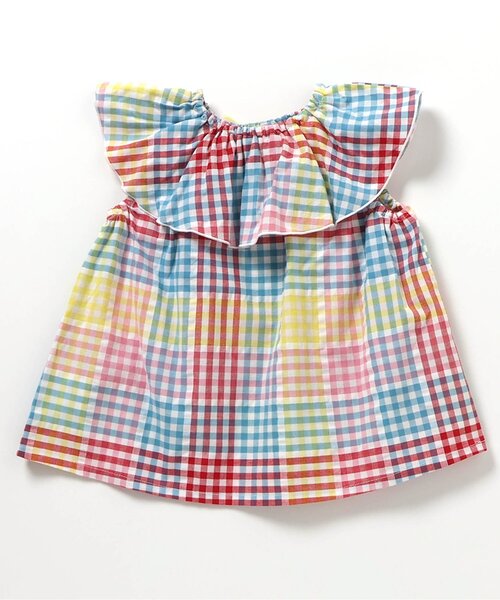 apres les cours（アプレレクール）の「【WEB限定】2WAYフリル衿チュニック（シャツ/ブラウス・キッズ・ブラウン/チェック/ストライプ/その他3・140/130/120/110/100/90/80）」の12枚目の写真