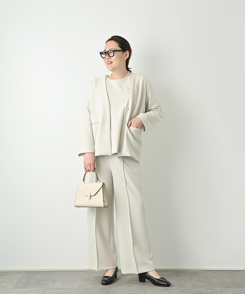 Brown&Street(ブラウンアンドストリート)の「【Refine】 センタータックストレートパンツ(スラックス・レディース・ブラック/ナチュラル・FREE/L~LL)」の10枚目の写真
