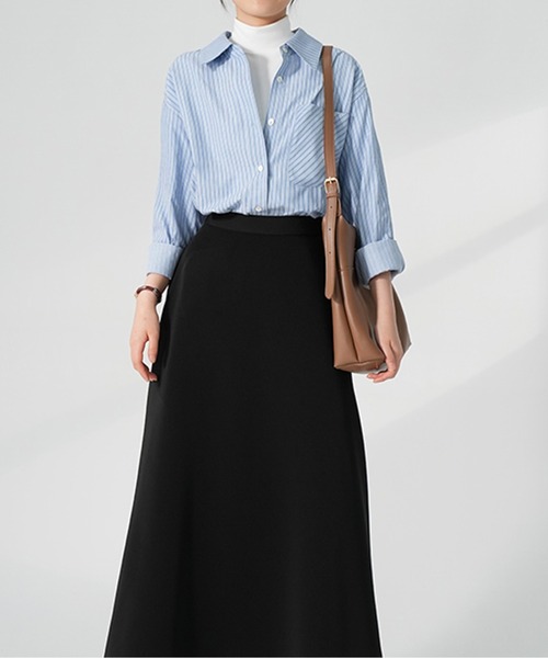 AMAJI(アマジ)の「ストライプシャツ(シャツ/ブラウス・レディース・ブルー/グレー/イエロー/グリーン・LARGE/MEDIUM/SMALL/X-LARGE)」の6枚目の写真