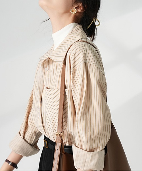 AMAJI(アマジ)の「ストライプシャツ(シャツ/ブラウス・レディース・ブルー/グレー/イエロー/グリーン・LARGE/MEDIUM/SMALL/X-LARGE)」の12枚目の写真