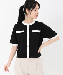 STRAWBERRY-FIELDS（ストロベリーフィールズ）の「サラフィール_リボン釦5分丈カーディガン（カーディガン/ボレロ）」