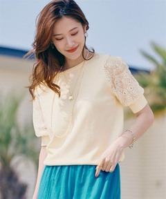 spanglelace collar blouse / スパンコールレースカラーブラウス