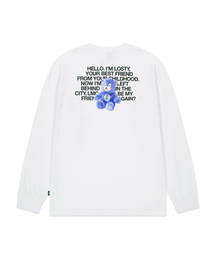 HELLO LOSTY LONG SLV TEE white