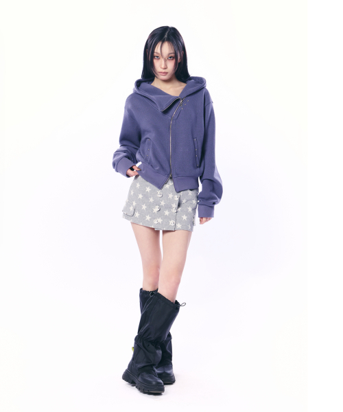 SETUP-EXE(セットアップイーエックスイー)の「CURVE HOOD ZIP-UP / PURPLE(パーカー・レディース・その他・OS)」の2枚目の写真