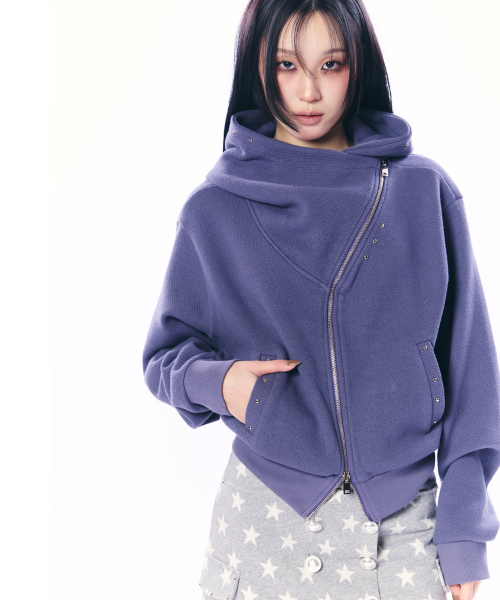 SETUP-EXE(セットアップイーエックスイー)の「CURVE HOOD ZIP-UP / PURPLE(パーカー・レディース・その他・OS)」の7枚目の写真