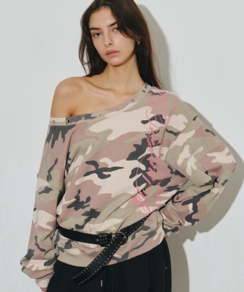 Midnight Move(ミッドナイトムーブ)の「A'GEM/9 × .kom 『MIDNIGHT MOVE/ミッドナイトムーブ』ey camo mtm/カモスウェットシャツ(スウェット・レディース・ピンク・FREE)」の3枚目の写真