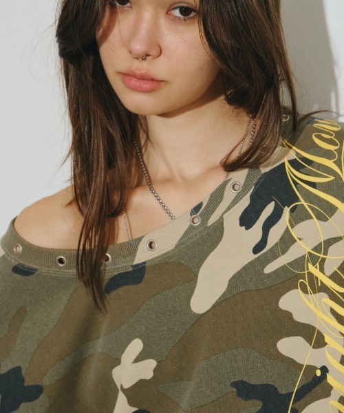 Midnight Move(ミッドナイトムーブ)の「A'GEM/9 × .kom 『MIDNIGHT MOVE/ミッドナイトムーブ』ey camo mtm/カモスウェットシャツ(スウェット・レディース・ピンク・FREE)」の8枚目の写真