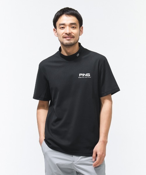 PING（ピン）の「ピン  PEカノコ半袖ハイネックシャツ（Tシャツ/カットソー・メンズ・ブラック/カーキ/グレー・3L/LL/L/M/S）」の2枚目の写真