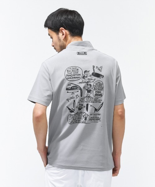 PING（ピン）の「ピン  PEカノコ半袖ハイネックシャツ（Tシャツ/カットソー・メンズ・ブラック/カーキ/グレー・3L/LL/L/M/S）」の8枚目の写真