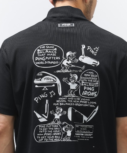 PING（ピン）の「ピン  PEカノコ半袖ハイネックシャツ（Tシャツ/カットソー・メンズ・ブラック/カーキ/グレー・3L/LL/L/M/S）」の7枚目の写真