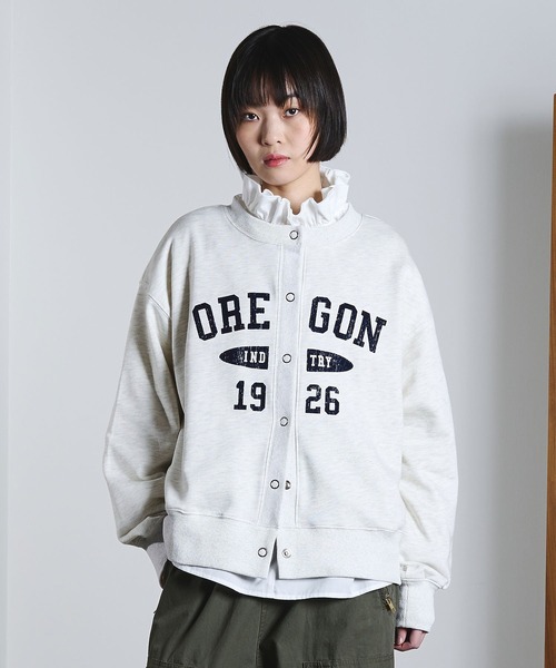 ROSE BUD（ローズバッド）の「COLLEGE LOGO CARDIGAN（カーディガン/ボレロ・レディース・チャコールグレー/ライトグレー/ブルー・ONE SIZE）」の10枚目の写真