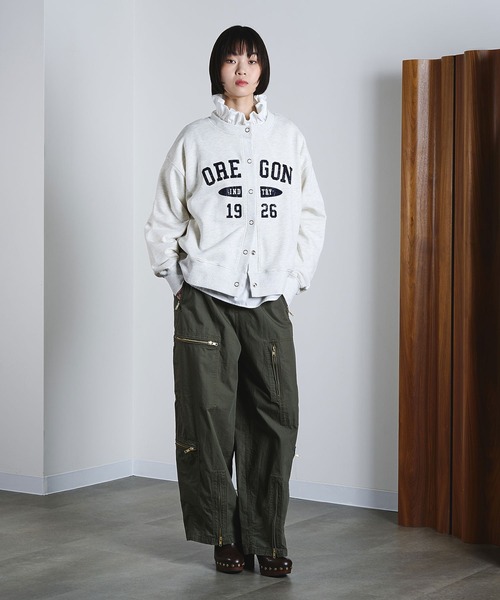 ROSE BUD（ローズバッド）の「COLLEGE LOGO CARDIGAN（カーディガン/ボレロ・レディース・チャコールグレー/ライトグレー/ブルー・ONE SIZE）」の13枚目の写真