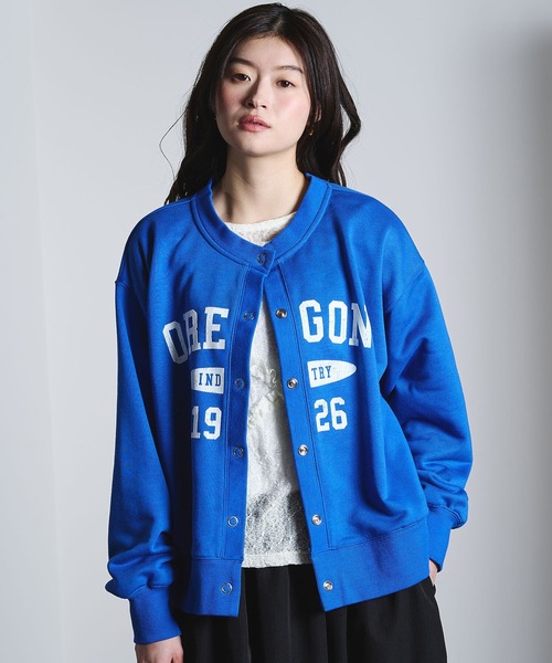 ROSE BUD（ローズバッド）の「COLLEGE LOGO CARDIGAN（カーディガン/ボレロ・レディース・チャコールグレー/ライトグレー/ブルー・ONE SIZE）」の16枚目の写真