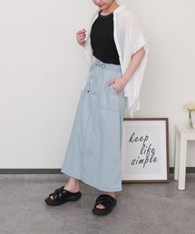 libelle more（リベル モア）の「ヒッコリーデニムウエストフリルベイカースカート（スカート）」