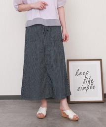 libelle more（リベル モア）の「ヒッコリーデニムウエストフリルベイカースカート（スカート）」