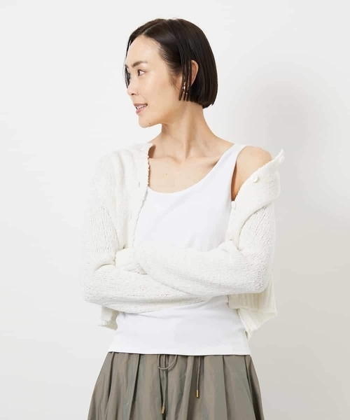MICHEL KLEIN（ミッシェル・クラン）の「[遮熱効果素材]タンクトップ（Tシャツ/カットソー・レディース・ブラック/ホワイト・38）」の4枚目の写真