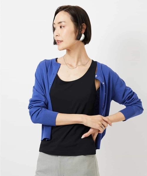 MICHEL KLEIN（ミッシェル・クラン）の「[遮熱効果素材]タンクトップ（Tシャツ/カットソー・レディース・ブラック/ホワイト・38）」の7枚目の写真