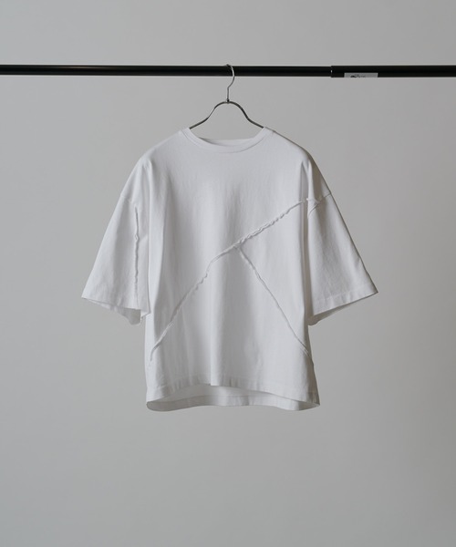 Lui's（ルイス）の「【Neucon】REBUILD SEAM WIDE SHORT TEE / リビルド切替ワイドショートTシャツ（Tシャツ/カットソー・メンズ・ホワイト/ブラック/グレー・1/2）」の8枚目の写真