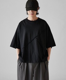 Lui's（ルイス）の「【Neucon】REBUILD SEAM WIDE SHORT TEE   リビルド切替ワイドショートTシャツ（Tシャツ/カットソー）」