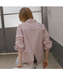 Backslit detail soft cotton shirt_Stripe pink