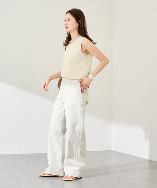 FRAMeWORK(フレームワーク)の「スリーブレスプルオーバー(Tシャツ/カットソー・レディース・ホワイト/チャコールグレー/イエロー・FREE)」の13枚目の写真