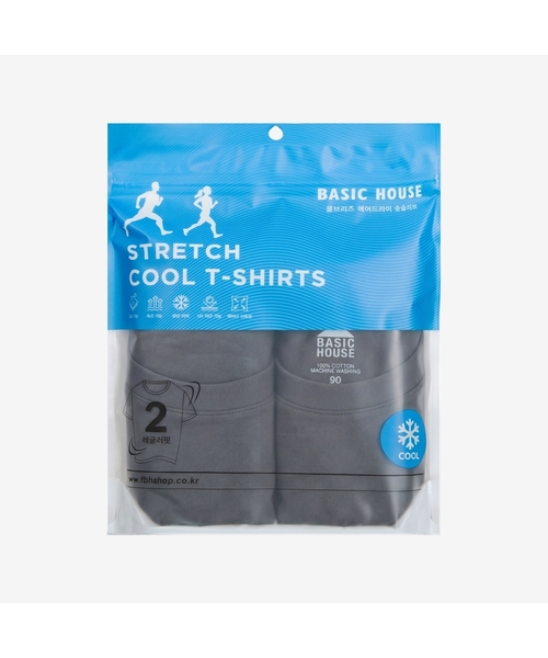 BASIC HOUSE（ベーシックハウス）の「[2PACK] クール機能性エアドライレギュラーフィット半袖Tシャツ2パック (3色)（Tシャツ/カットソー・メンズ・チャコールグレー/ホワイト/ブラック・100/105/110/115/120/85/90/95）」の3枚目の写真