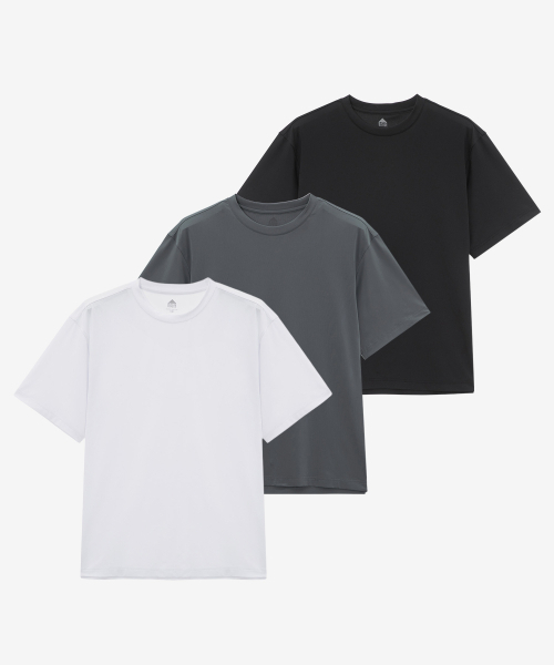 BASIC HOUSE（ベーシックハウス）の「[2PACK] クール機能性エアドライレギュラーフィット半袖Tシャツ2パック (3色)（Tシャツ/カットソー・メンズ・チャコールグレー/ホワイト/ブラック・100/105/110/115/120/85/90/95）」の10枚目の写真