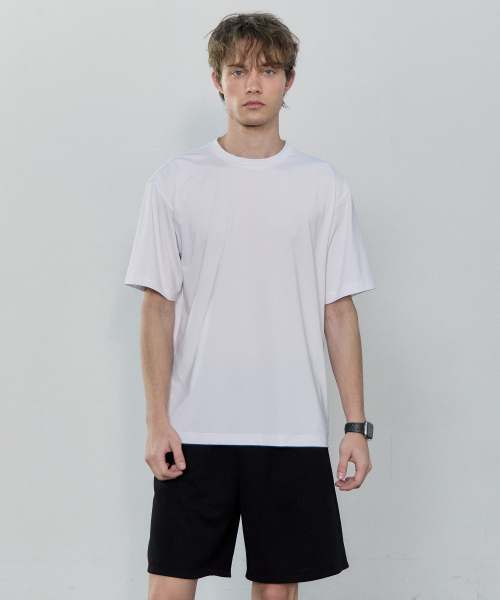BASIC HOUSE（ベーシックハウス）の「[2PACK] クール機能性エアドライレギュラーフィット半袖Tシャツ2パック (3色)（Tシャツ/カットソー・メンズ・チャコールグレー/ホワイト/ブラック・100/105/110/115/120/85/90/95）」の19枚目の写真