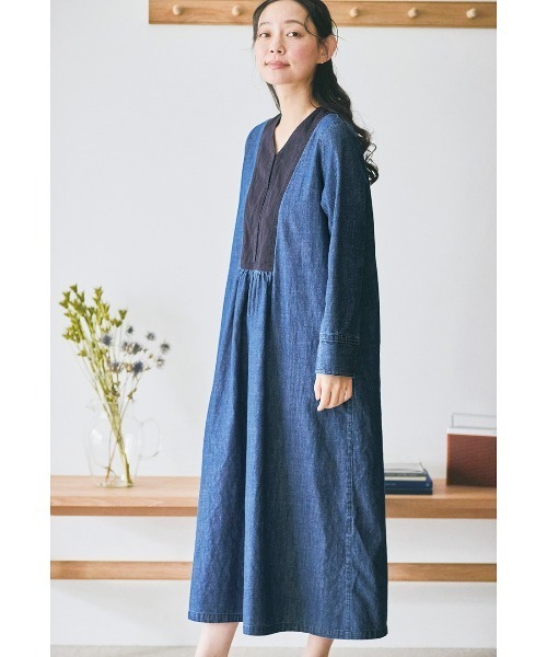 and myera(アンド マイラ)の「and myera こなれたデニムワンピース(ワンピース・レディース・ブルー系その他・LL/L/M/S)」の4枚目の写真