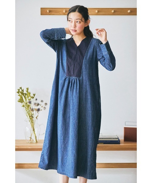 and myera(アンド マイラ)の「and myera こなれたデニムワンピース(ワンピース・レディース・ブルー系その他・LL/L/M/S)」の5枚目の写真