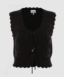 GANNI | Cotton Cashmere Crochet Applique Vest(ベスト)