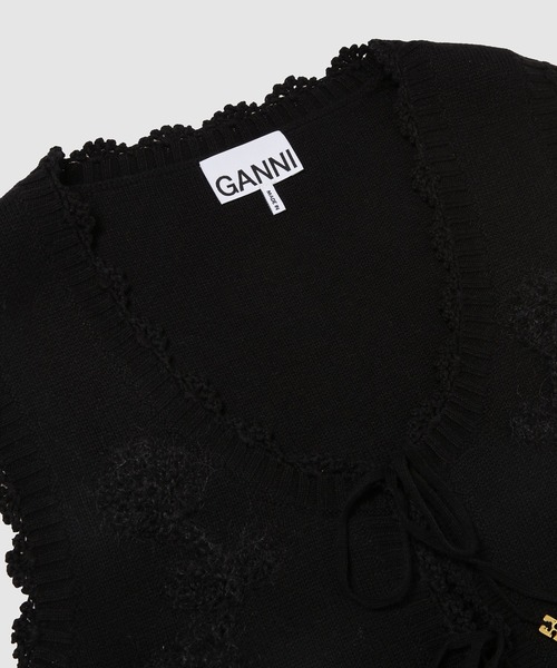 GANNI(ガニー)の「Cotton Cashmere Crochet Applique Vest(ベスト・レディース・ブラック・M/S/XS)」の2枚目の写真
