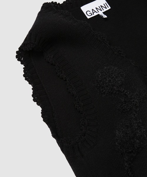 GANNI(ガニー)の「Cotton Cashmere Crochet Applique Vest(ベスト・レディース・ブラック・M/S/XS)」の3枚目の写真