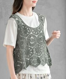 rps（アールピーエス）の「ＴシャツＳＥＴカギ針ビスチェアンサンブル（アンサンブル）」