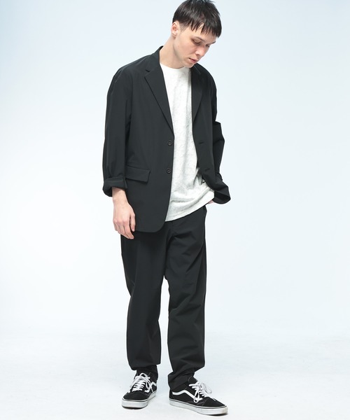 S＆SONS (エスアンドサンズ) ナイロン素材 カジュアルスーツ 上下セット ジャケット パンツ セットアップ ストレッチ ナイロン 無地