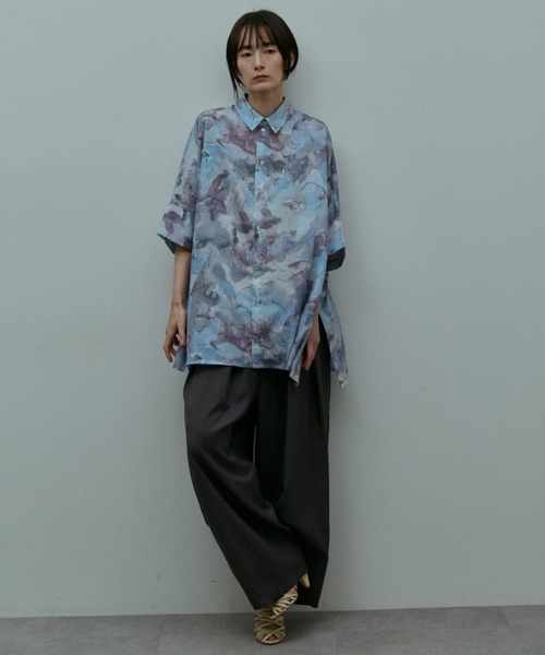 flaeu(フラユ)の「Blur Flower Shirt(シャツ/ブラウス・レディース・ブルー/ピンク・FREE)」の5枚目の写真