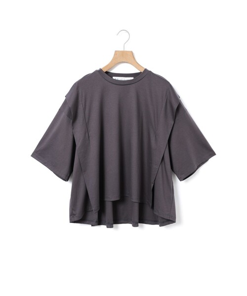 MidiUmi（ミディウミ）の「MidiUmi ショルダータックプルオーバー（Tシャツ/カットソー・レディース・オフホワイト/ブラック/チャコールグレー・FREE）」の3枚目の写真