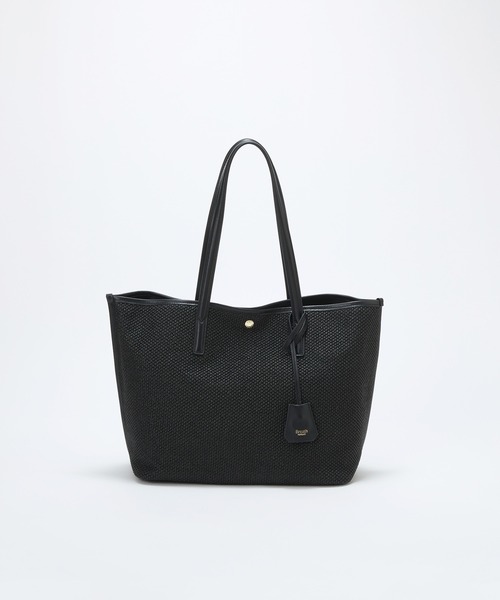 Breath TOPKAPI(ブレストプカピ)の「【Breath TOPKAPI】レザーコンビ 雑材風 シンプル トートバッグ チャーム付き A4 / 軽量(トートバッグ・レディース・ベージュ/ブラック・FREE)」の5枚目の写真