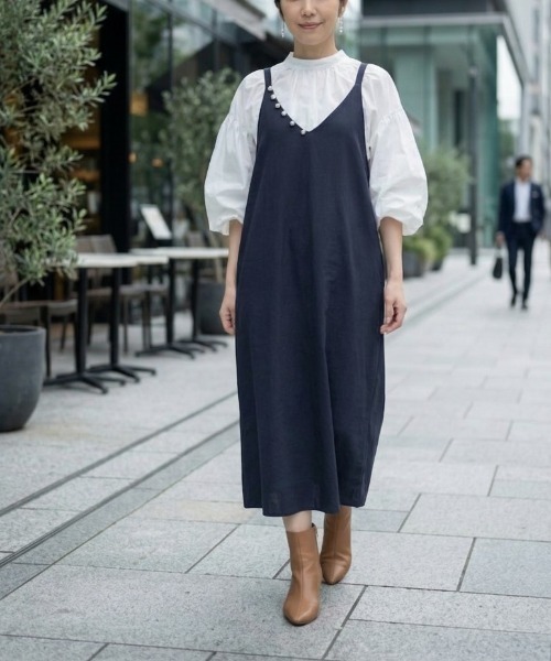 GIVERNY(ジヴェルニー)の「【大人可愛いを叶える】パール付きVネックキャミワンピース(ワンピース・レディース・ピンク/ネイビー/ブラック・FREE)」の19枚目の写真