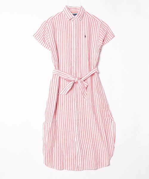 POLO RALPH LAUREN（ポロ ラルフ ローレン）の「ストライプド リネン ショートスリーブ シャツドレス（シャツワンピース・レディース・ホワイト・0/2/4/6）」の3枚目の写真
