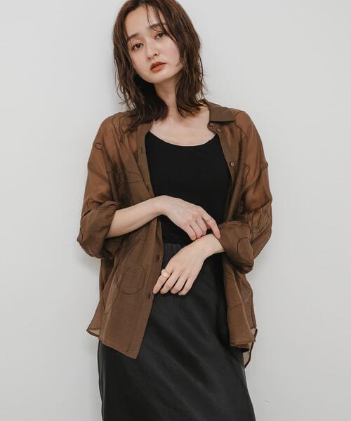 SENSE OF PLACE by URBAN RESEARCH(センスオブプレイスバイアーバンリサーチ)の「シシュウシアーシャツ(シャツ/ブラウス・レディース・ブラウン/ライトブルー/ベージュ/チャコールグレー・ONE)」の8枚目の写真