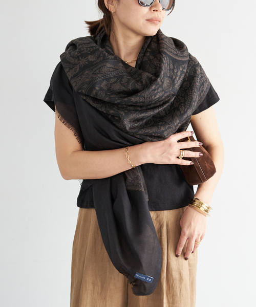 PETRUSSE/ぺトルス】JACQUARD STOLE BLK（ストール/ショール