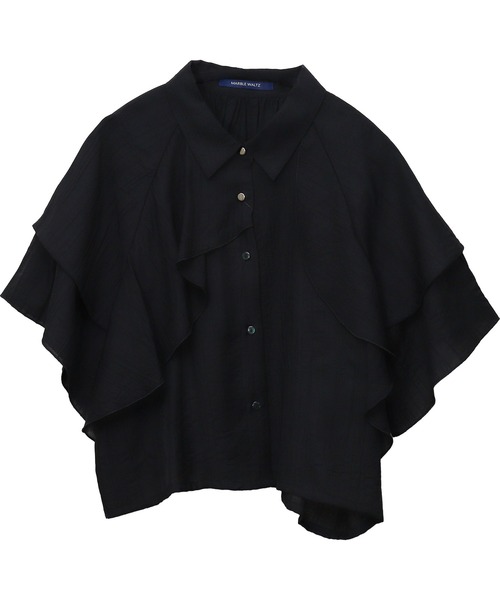 libelle more(リベル モア)の「アシンメトリーフリル楊柳シャツブラウス クロップド丈(シャツ/ブラウス・レディース・ラベンダー/イエロー/ブラック/サックスブルー/オフホワイト・L/M)」の15枚目の写真