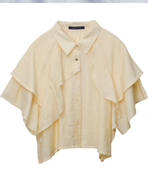 libelle more(リベル モア)の「アシンメトリーフリル楊柳シャツブラウス クロップド丈(シャツ/ブラウス・レディース・ラベンダー/イエロー/ブラック/サックスブルー/オフホワイト・L/M)」の22枚目の写真